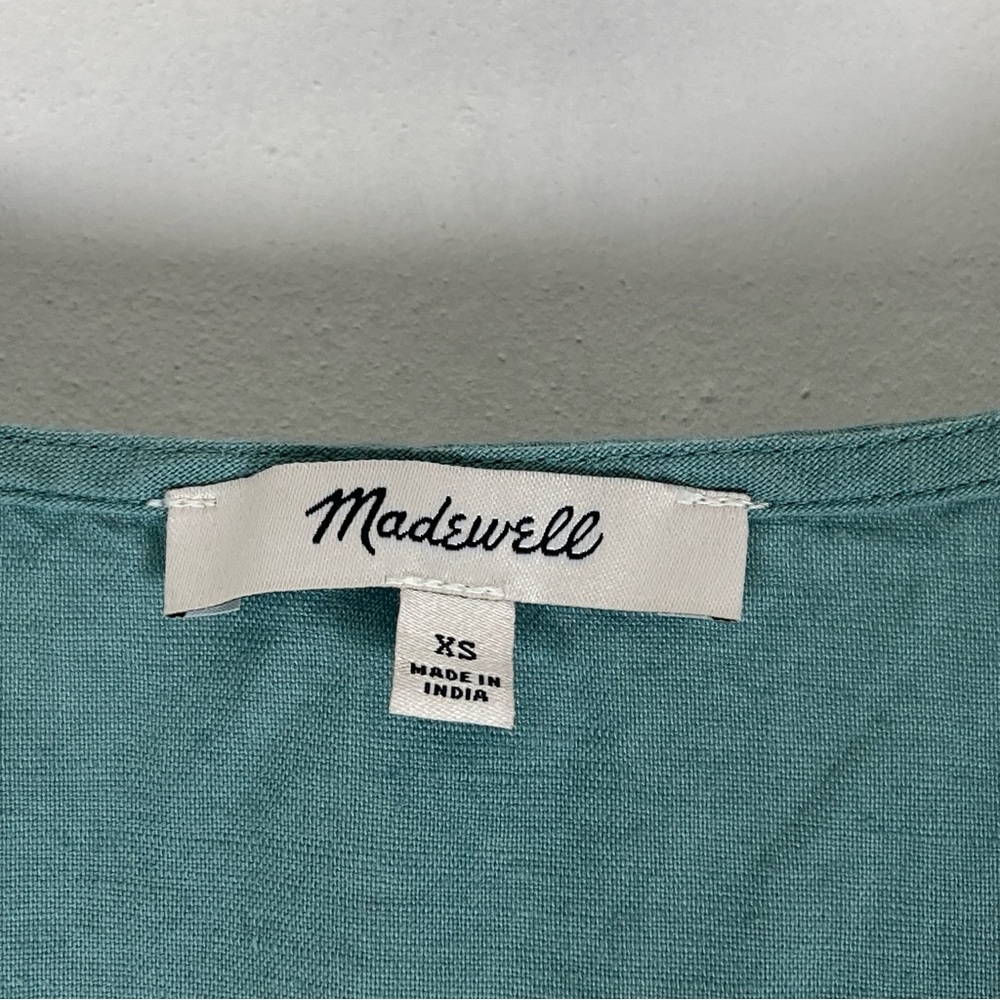 Madewell Mini Dress Babydoll Womens XS Green Alexandra Button Front Cottagecore - Picture 5 of 15